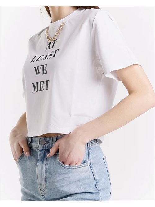 T-shirt crop con catena Met Met | M10 261TS-WHITE